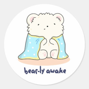 Adesivo Barly Awake Engraçado Sleepy Bear Pun