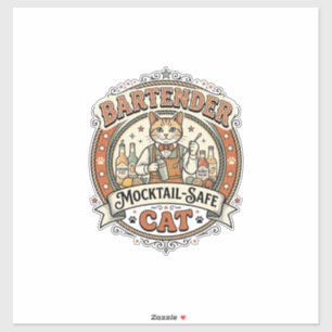 Adesivo Barman Mocktail-Safe Gato Barman Mocktail-Safe