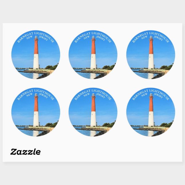Adesivo Barnegat Lighthouse, New Jersey Round Stickers (Folha)