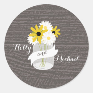 Adesivo Barnwood + Wildflowers do frasco de pedreiro que