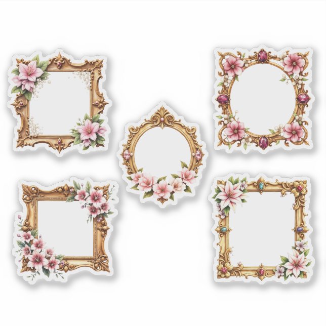 Adesivo Baroque Floral Frame Cutout Sticker Sheet (Frente)