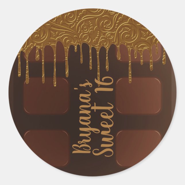Adesivo Barra de Chocolate com Gotejamento de Ouro Doce Fe (Frente)