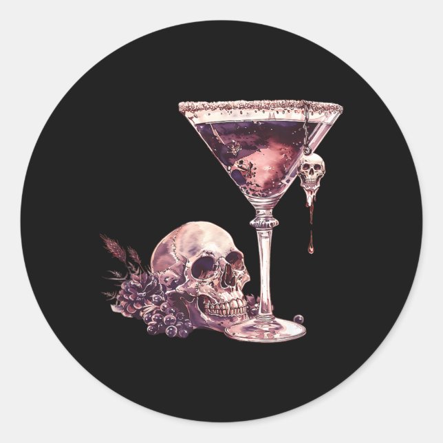 Adesivo Bartender Copo de Martini de Halloween Caveira Mix (Frente)