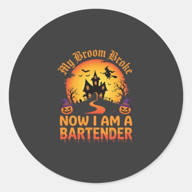Adesivo Bartender de Halloween Casa Assombrada Bruxa Abóbo (Frente)