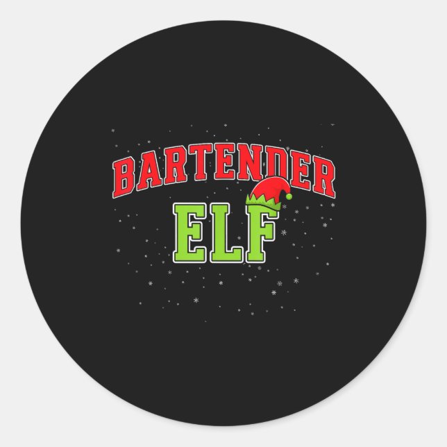 Adesivo Bartender Elf Christmas Family Matching Group Xmas (Frente)