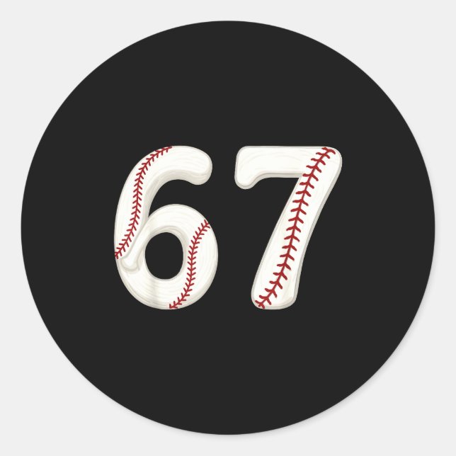 Adesivo Baseball 67 Number Funny Six Seven Gen Alpha Meme  (Frente)