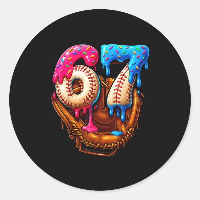 Adesivo Baseball 67 Six Seven Funny 6 7 Meme Gen Alpha Mem (Frente)
