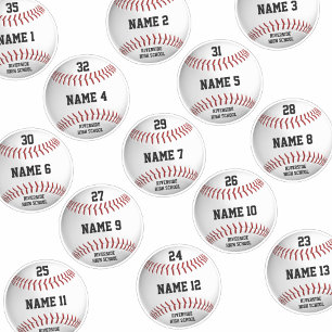 Adesivo baseball branco set 13 nomes personalizados de jog