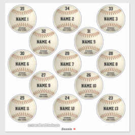 Adesivo Baseball de Grungy com 13 nomes de jogadores