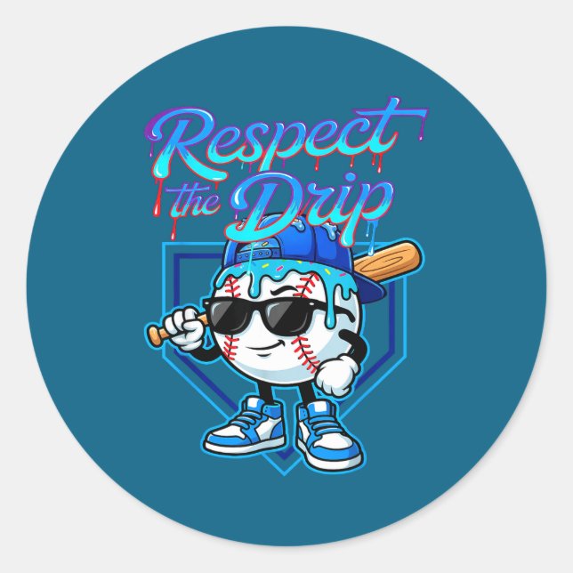 Adesivo Baseball Drip Ice Cream Respect The Drip Home Plat (Frente)