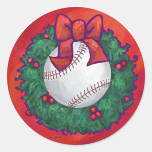 Adesivo Baseball em Wreath em Vermelho