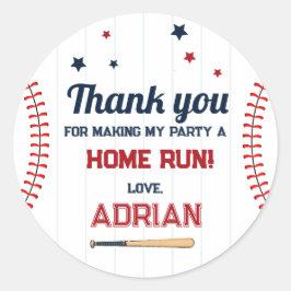 Adesivo Baseball Favor obrigado você Aniversário
