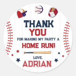 Adesivo Baseball Favor obrigado você Aniversário