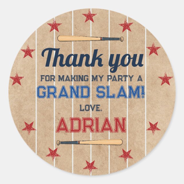 Adesivo Baseball Favor obrigado você Aniversário (Frente)