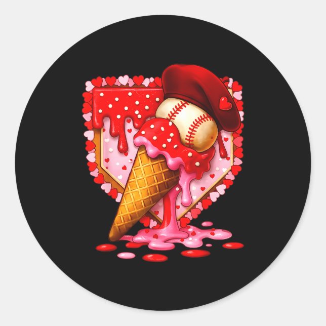 Adesivo Baseball Heart Valentine Baseball Ice Cream Drip B (Frente)
