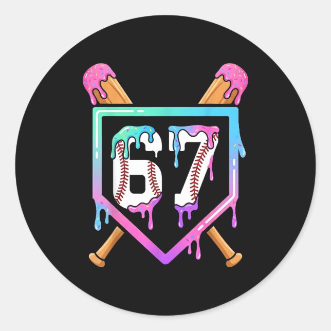 Adesivo Baseball Ice Cream Drip 67 Player Dabbing Six Seve (Frente)