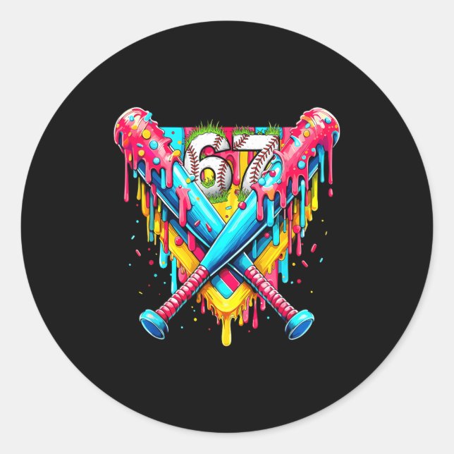 Adesivo Baseball Ice Cream Drip Number 67 Player 67th Birt (Frente)