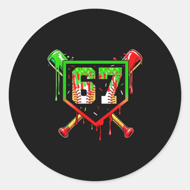 Adesivo Baseball Ice Cream Drip Number 67 Player 6 7 Chris (Frente)