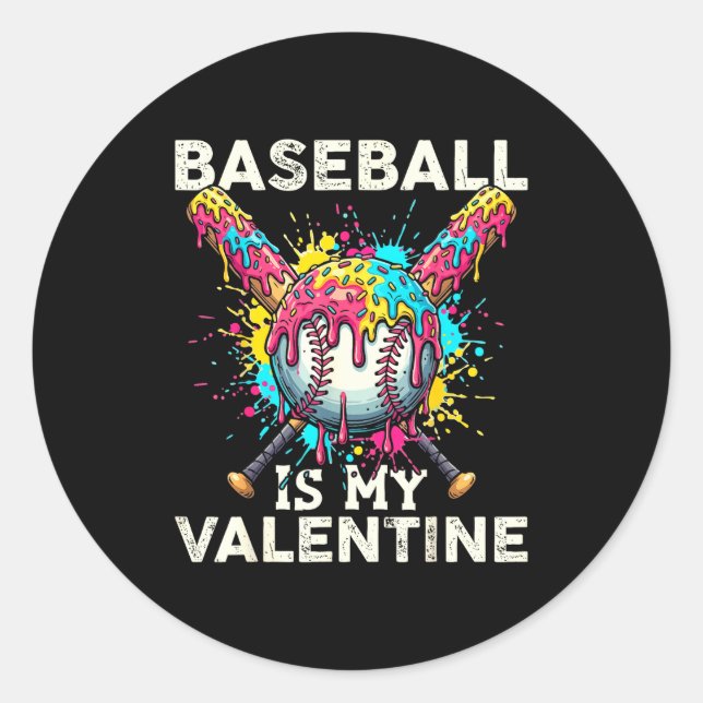 Adesivo Baseball Is My Valentine Ice Cream Drip Crossed Ba (Frente)