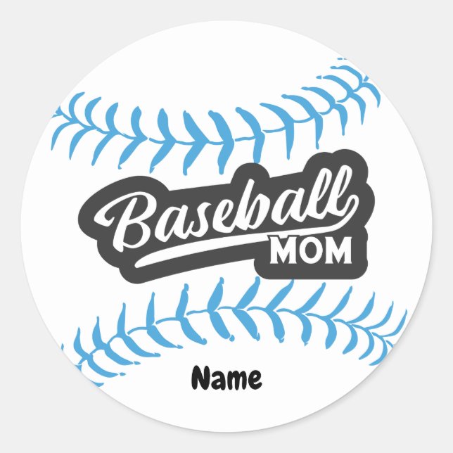 Adesivo Baseball Mãe com o nome Classic Round Sticker (Frente)