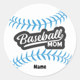 Adesivo Baseball Mãe com o nome Classic Round Sticker
