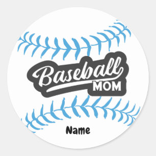 Adesivo Baseball Mãe com o nome Classic Round Sticker
