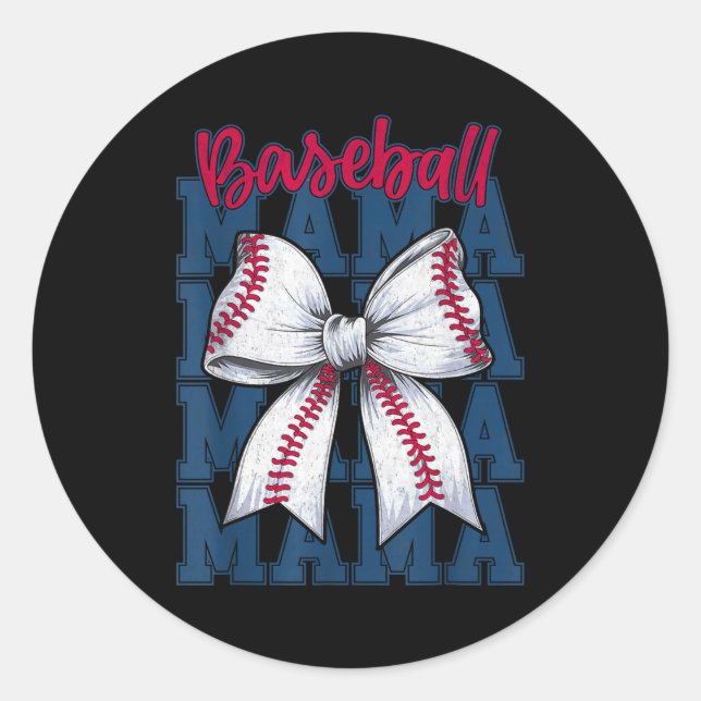 Adesivo Baseball Mama Coquette Bow Game Day Baseball Mom M (Frente)