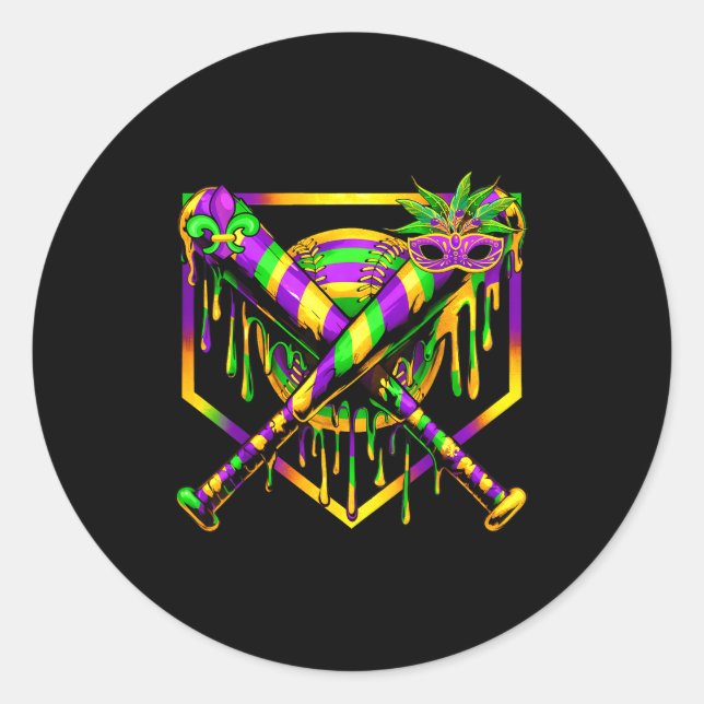 Adesivo Baseball Mardi Gras Carnival Party Mask Ice Cream  (Frente)