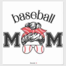 Adesivo Baseball Mom Sticker – Messy Bun Baseball Glasses 