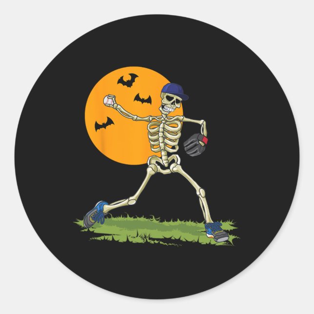 Adesivo Baseball Skeleton Halloween Men Meninos Baseball H (Frente)