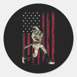 Adesivo Baseball Vintage American Flag 4 De Julho Tee Gif