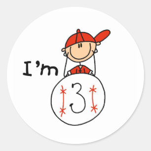 Adesivo Basebol de Menino Eu Tenho 3 Anos