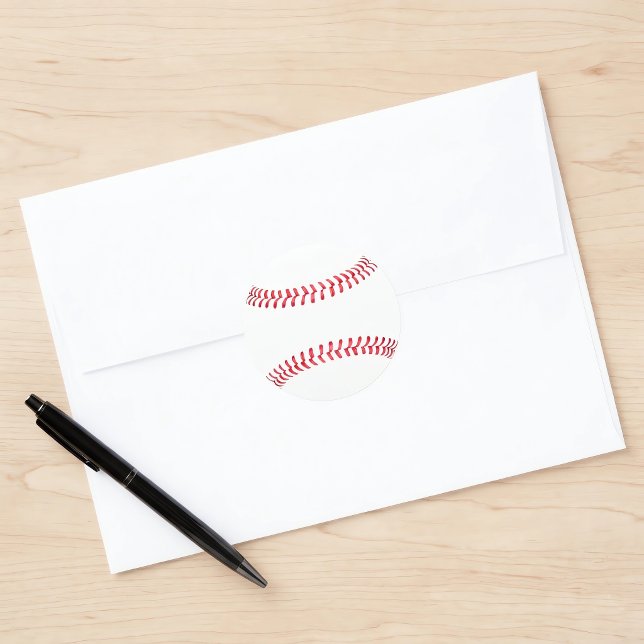 Adesivo Basebol Simples com Costuras Personalizáveis Espor (Simple round baseball sticker insitu. Great for baseball themed parties, gift wrap or scrap booking.)