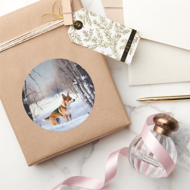 Adesivo Basenji Deixou nevar o Natal (Presentear)