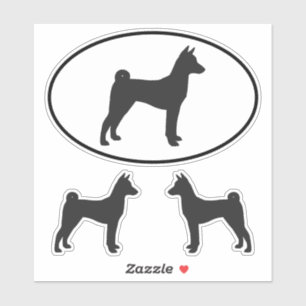 Adesivo Basenji Dog Breed Silhouette Vinyl Sticker Set