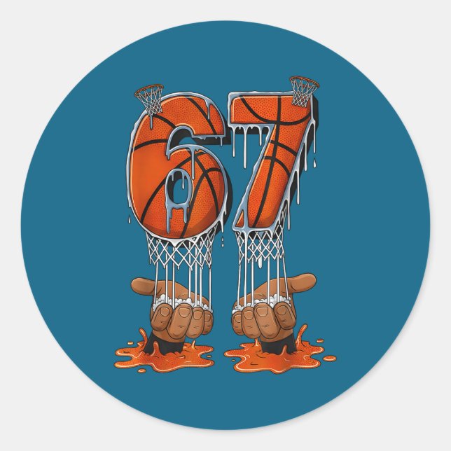 Adesivo Basketball 67 Six Seven Funny Gen Alpha Meme Drip  (Frente)