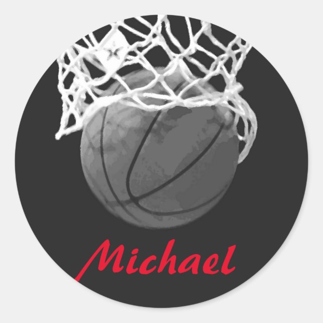 Adesivo Basketball Artwork Your Name Black White Red  (Frente)