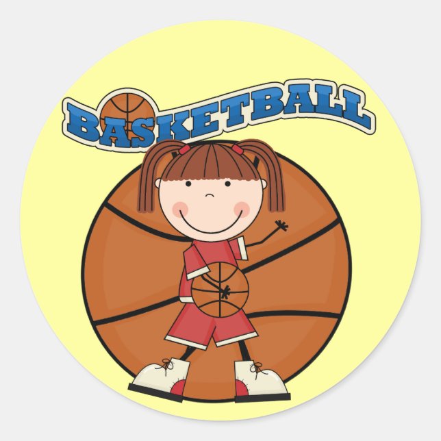 Adesivo BASKETBALL Brunette Girl T-shirts e presentes (Frente)