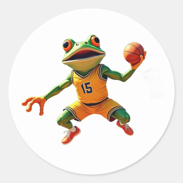 Adesivo Basketball Frog large round white stickers (Frente)