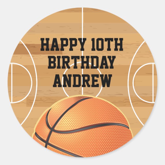 Adesivo Basketball Sports Happy Birthday Napkins (Frente)