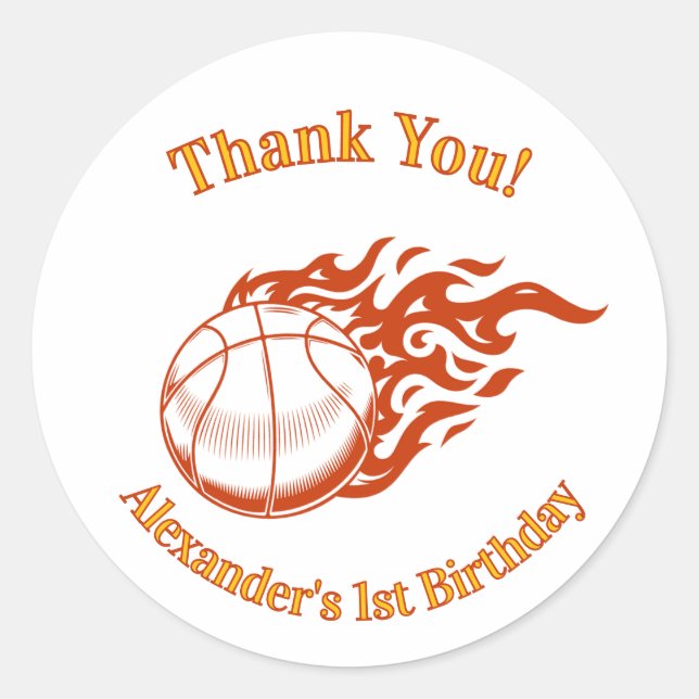 Adesivo Basketball themed thank you stickers (Frente)