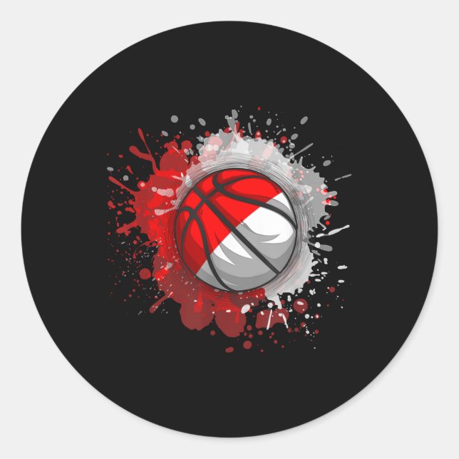 Adesivo Basquete Com Bandeira Da Indonésia (Frente)