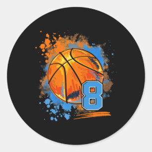 Adesivo Basquete de Aniversário com 8 Anos de Idade