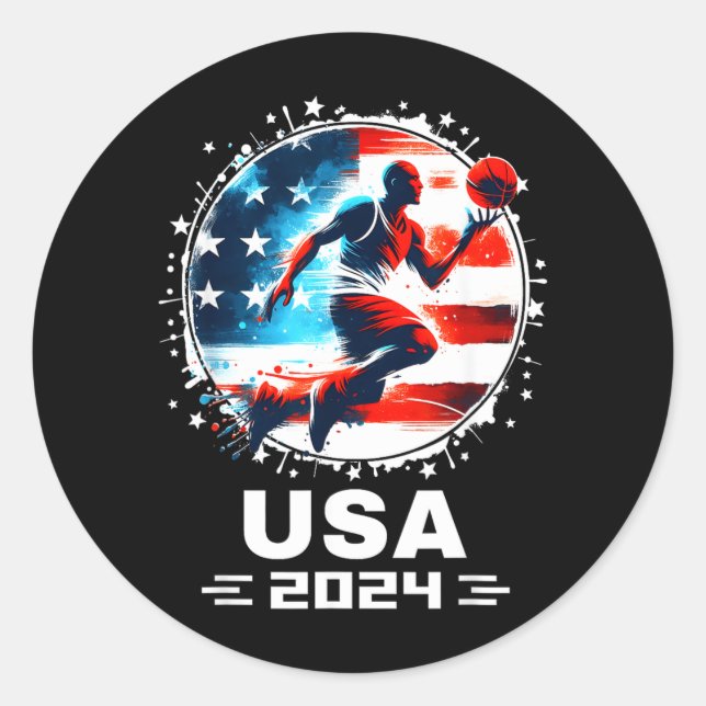 Adesivo Basquete EUA Bisonrel Voador 2024 Equipe Basquete  (Frente)
