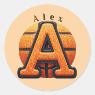 Adesivo 🏀 Basquete Letra A Textura Laranja Para Esportes