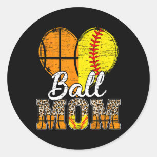 Adesivo Basquete Mãe Coração Softball Mãe Leopardo Mãe"