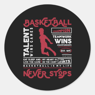Adesivo Basquete Nunca Pára (Design alternativo)