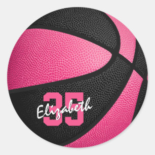 Adesivo basquete personalizado preto rosado e feminino
