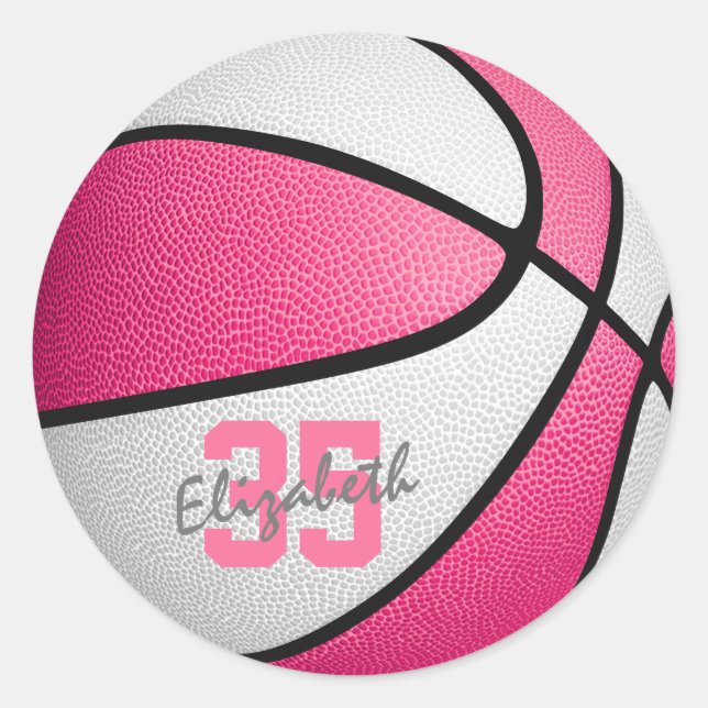 Adesivo basquetebol branco rosado feminino (Frente)