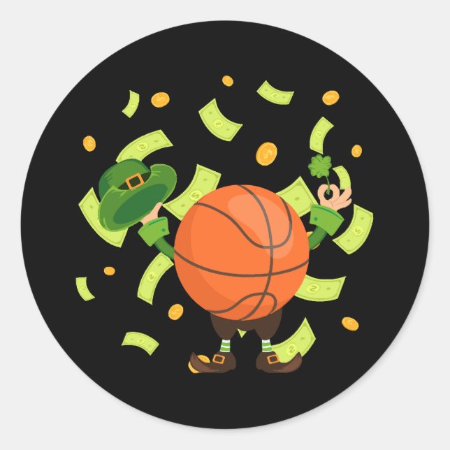 Adesivo Basquetebol Sortudo Feliz Dia de Patrick (Frente)
